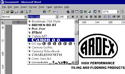 Using logo fonts in Windows applications