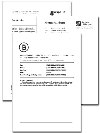 Word templates for fax, memo and minutes